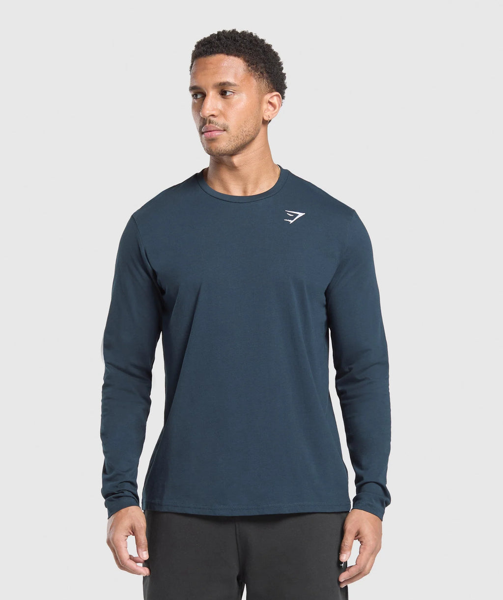 Crest Long Sleeve T-Shirt - Azul Marino