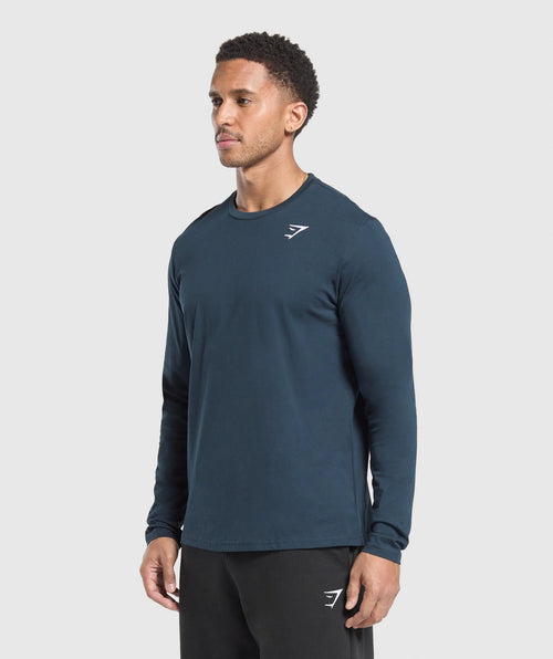 Crest Long Sleeve T-Shirt - Azul Marino