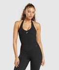 Halter Neck Cami with Shelf - Negro