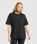 Trace Graphic Oversized Tee – Negro