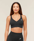 Vital V Neck Sports Bra – Gris Negro